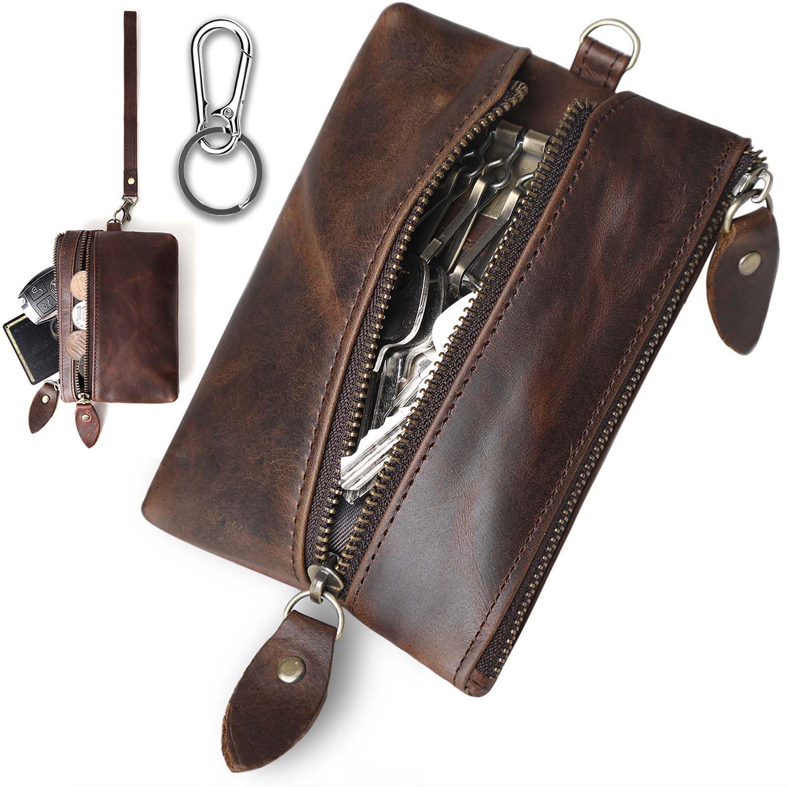 

Key Case with Card Car Key Coin and Small Item Genuine Leather with 6 Two Exterior Leather Card and Key Case with Card Coin and Smart Key Large