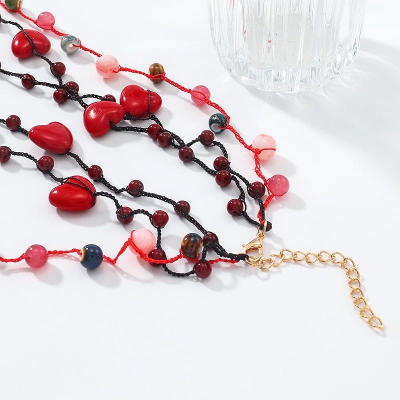 Boho Beach Necklace With Seashell Heart Charms Handwoven Multilayer Statement Jewelry Women Men 2025