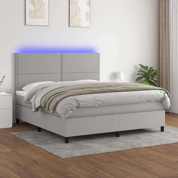 VidaXL Sommier à Lattes de Lit avec Matelas et LED, Lit Rembourré, Lit Double, Lit Adulte de Chambre à Coucher Intérieur, 3134813