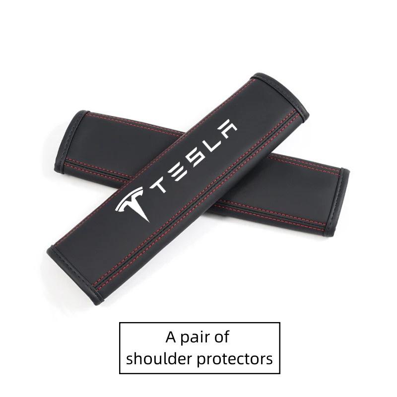 

Leather Car Headrest Neck Pillow Seatbelt Shoulder Pad Interior Accessories For Tesla Model 3 Model S X Model Y Roadster SpaceX