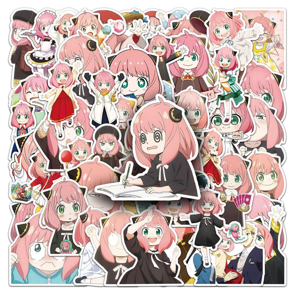 50 Cute Anya Stickers - Spy x Family Anime for Personalizing Notebooks, Phones, and DIY Projects