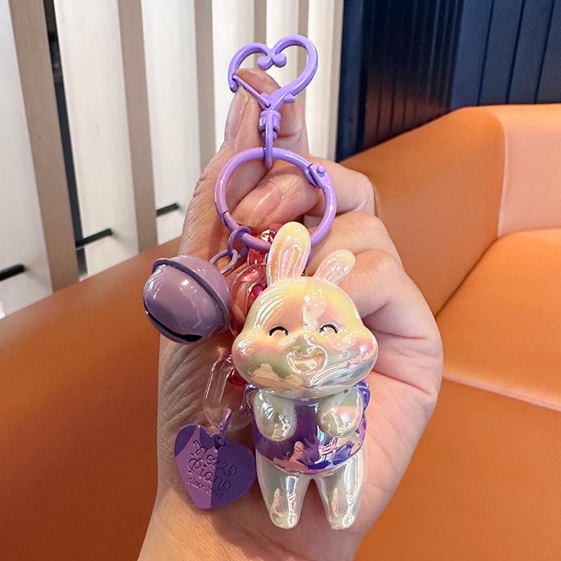Resin Carry Rabbit Keychain Personalized Fashion Resin Bunny Cartoon Doll Schoolbag Pendant Exquisite Key Ring