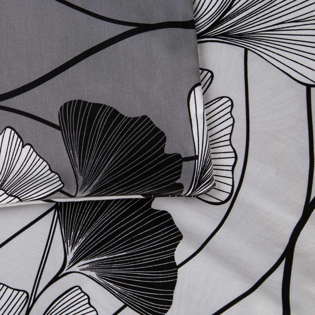 Cotton bedding 200x220 satin 100% COTTON black white ginkgo leaves
