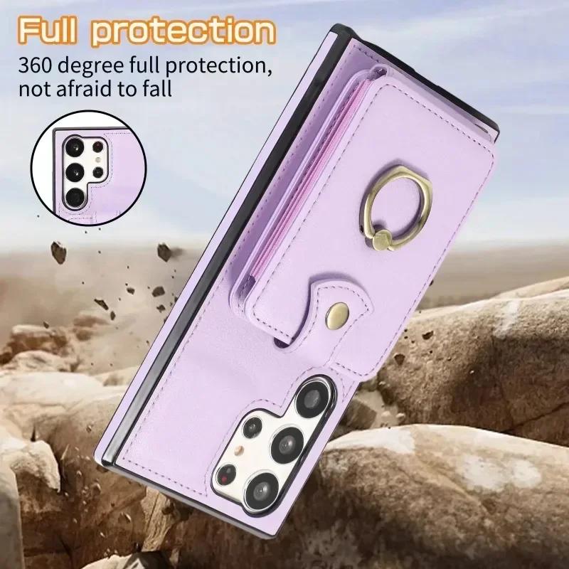 Crossbody Leather Phone Case for Samsung S23 FE S24 S22 Plus S25 Ultra A15 A33 A25 A16 A06 A36 A26 A56 Wallet Card Holder Cover