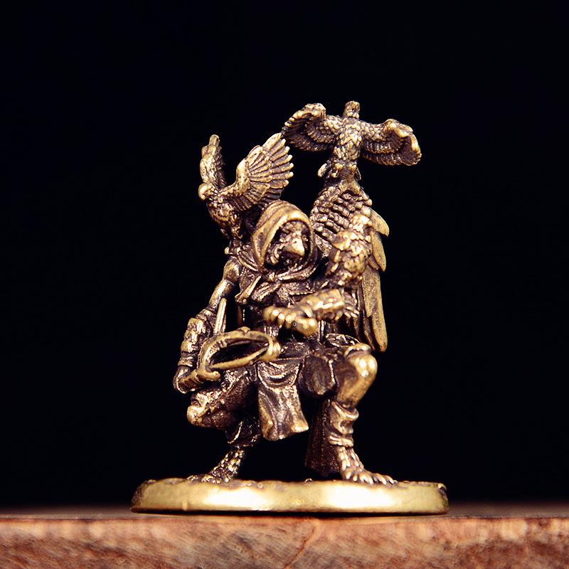 Brass Assassin Clown Hunter Statue Antique Shadow Guardian Dark Fantasy Brass Sculpture Crafts Assassin Double Eagle Gift