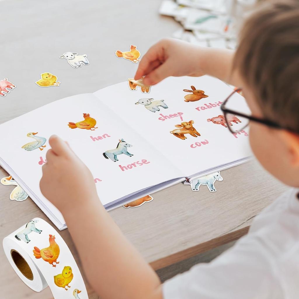 100-500Pcs Cartoon Farm Zoo Animals Stickers Decoration Reward Diy Stickers Scrapbook Skateboard Round Sealing Label Stationery