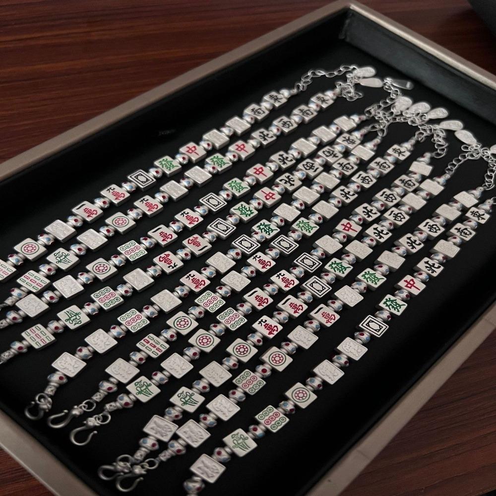 Chinese Style Majiang Beads Bracelet Adjustable Women Wristband All-match New Year Bracelet  Gifts