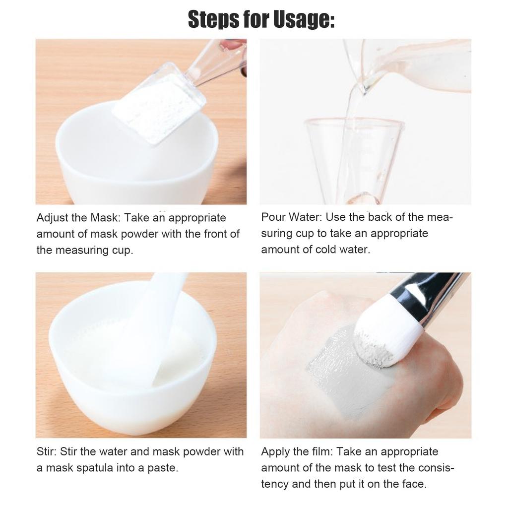 Face Mask Mixing Bowl Set Silicone Bowl Brushes Spatula Measuring Cup DIY Facial Grooming Mask Set Silver