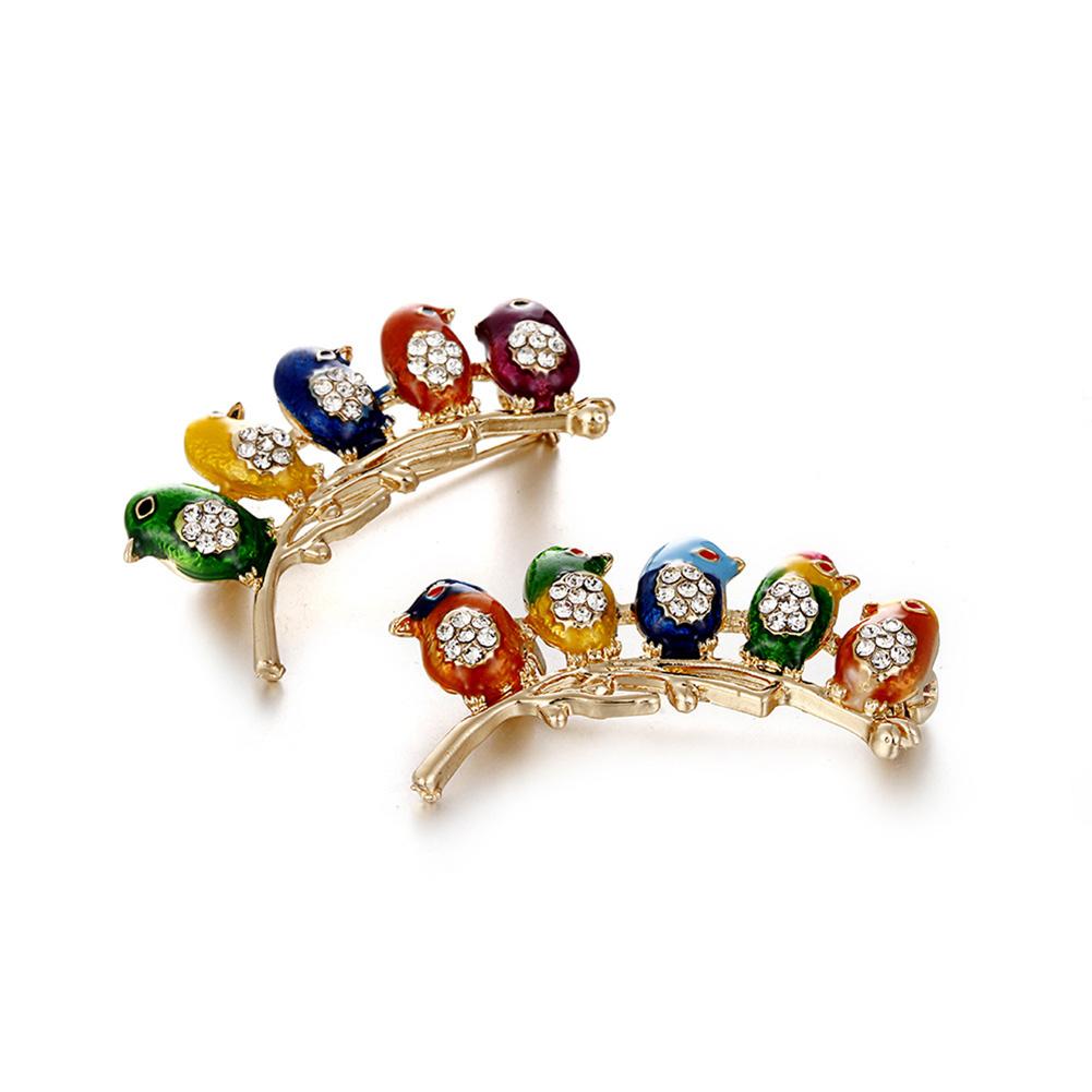 Women Delicate Diamond Colorful Cute Bird Brooch Perfect Wear Decoration