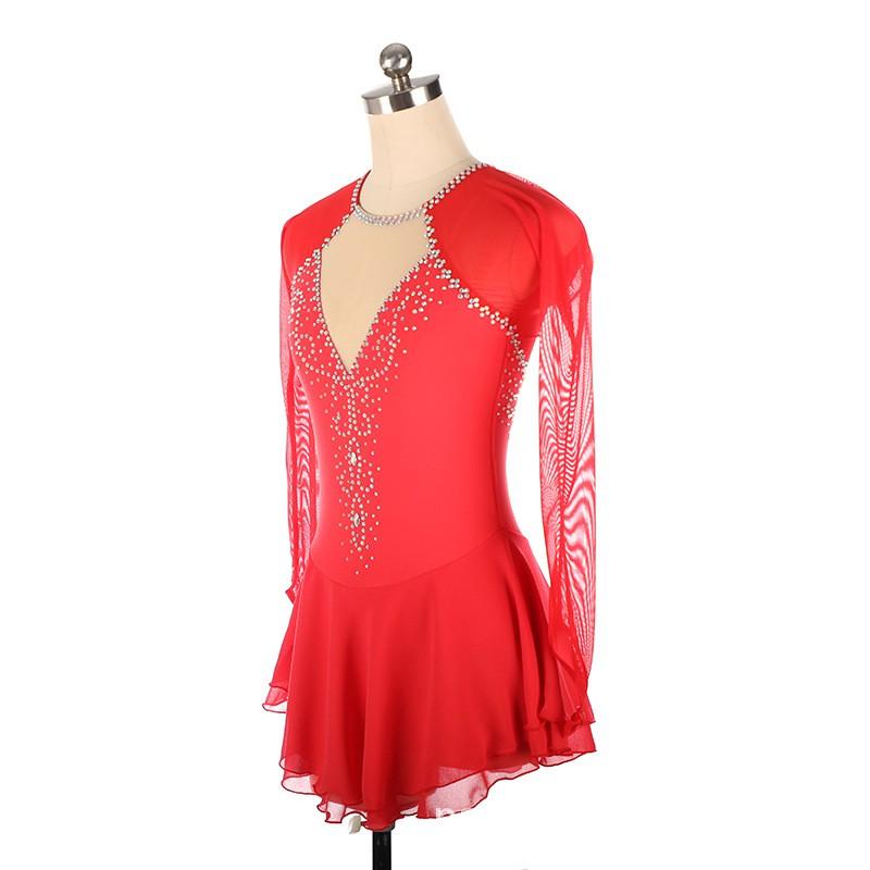 Girls Figure Skating Dress Performance Costume Competition Exam Stage Wear 16 Colors Nylon Blend With Rhinestone Embellishment
