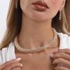 Fashionable Light Luxury Diamond Jewelry Set: Shiny Claw Chain Earrings & Choker Necklace