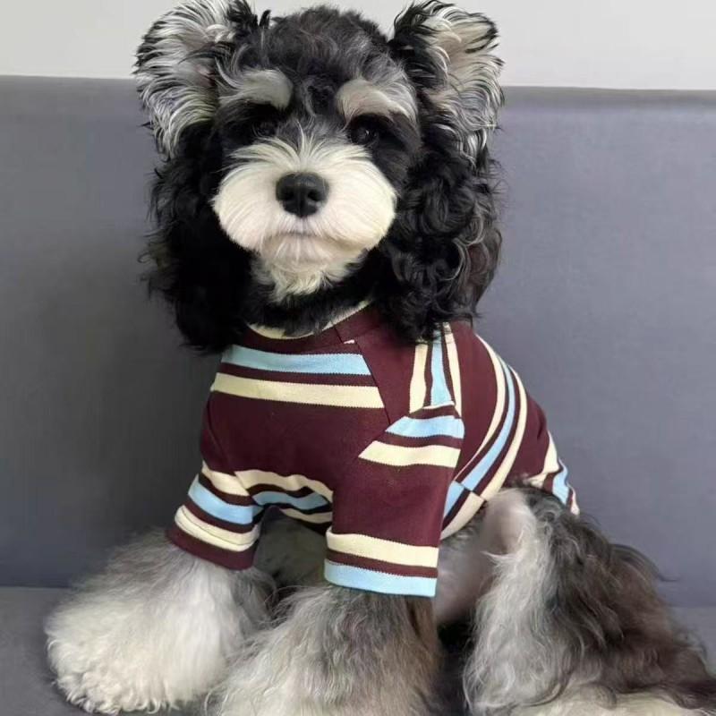 Pet Dog Cat T-Shirt Winter Striped Cotton Casual Tee Small Breeds Like Teddy Schnauzer Bichon Frise