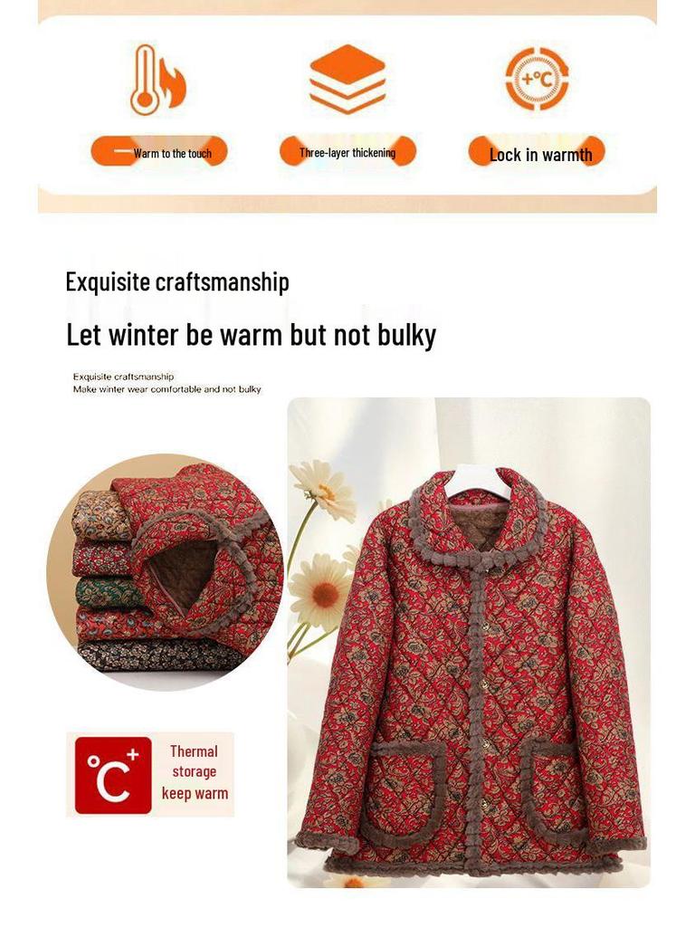 2025 Neue florale Samt-Baumwolljacke für Damen - Gemütliche, stilvolle Oberbekleidung für Senioren