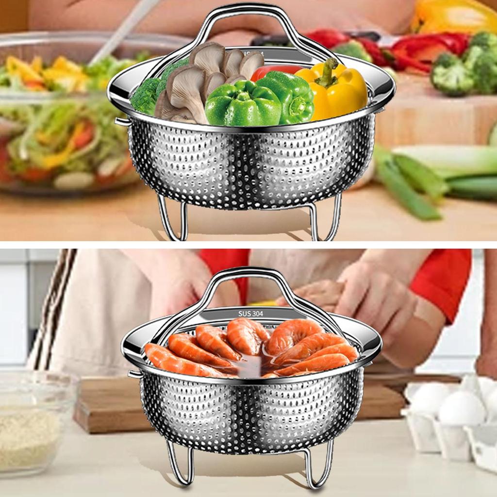 Stainless Steel Steamer Basket Heat Resistant Multifunctional Metal Colander With Handle Bun Vegetable Steaming Basket For