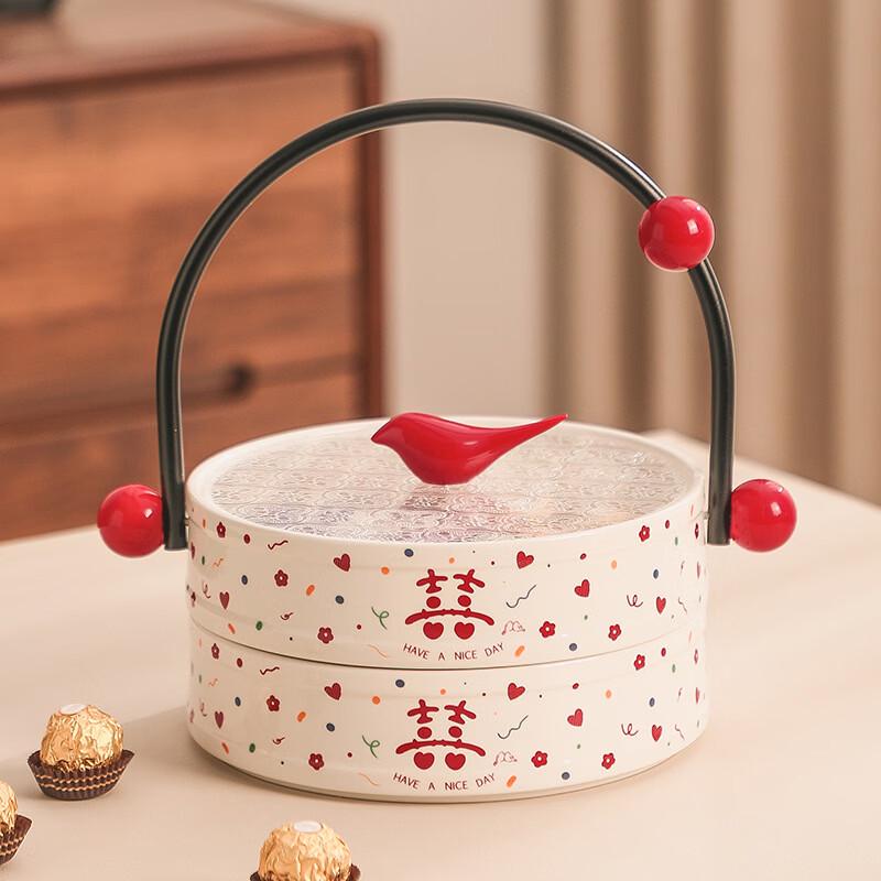 Hàndùn Double-Layer Ceramic Festive Snack Tray
