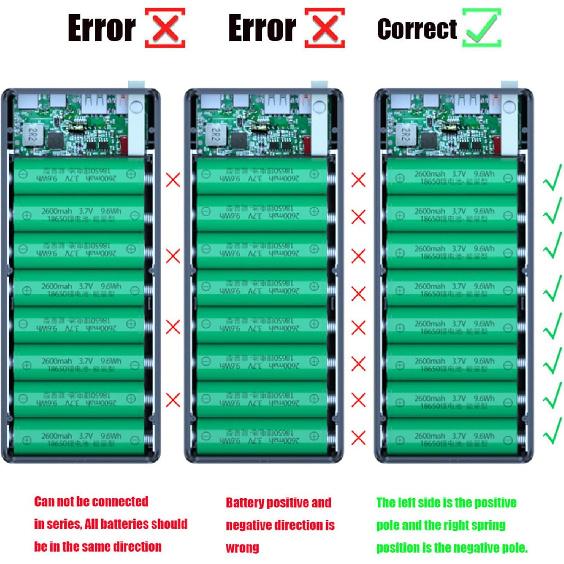 18650 Charger Box USB Mobile Holder C16PD Version Power for Shell Charger Box with Lighting Power Kit 18650 DIY Removable Welding-Free 16-Section