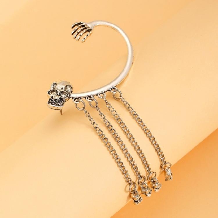 Fringed Skull Earrings Skull Tassels Ear Cuff Unisex Ear Cuff Skull Pendant Earring Ear Hangings Suitable for Any Outfit
