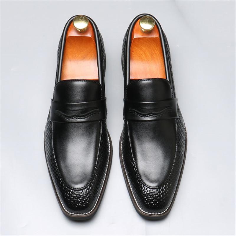 Luxury Fashion Designer New Black Brown Patchwork Casual Shoes For Men Penny Loafter Formal Wedding Dress Homecoming