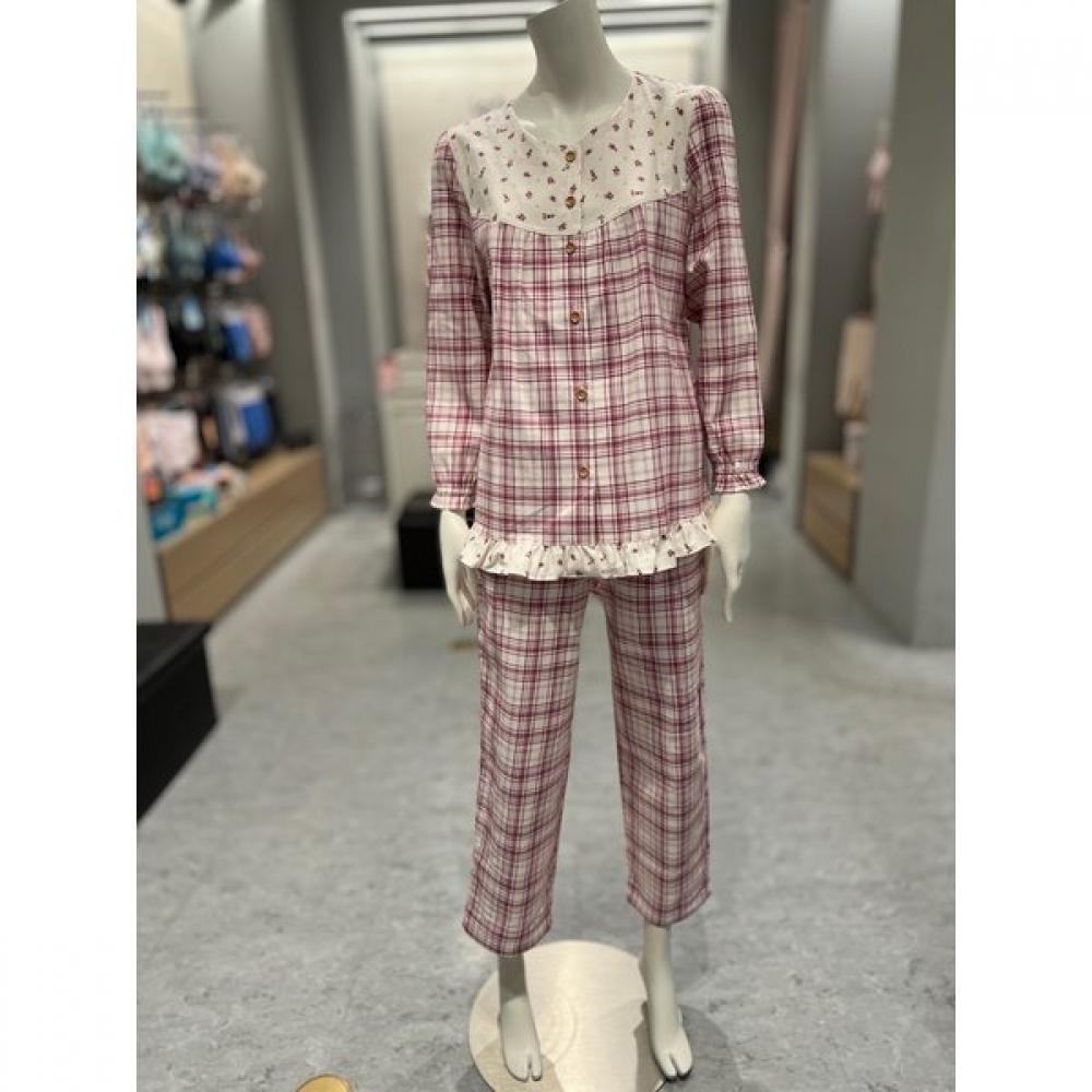 

Triumph Women 100 Cotton Twill Fleece Pink Check Long Sleeve Pajama Tdwpj822pk