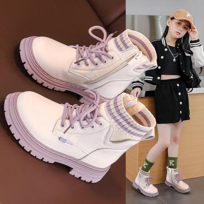 

Детская кашемировая обувь принцессы, модные осенне-зимние ботильоны для девочек