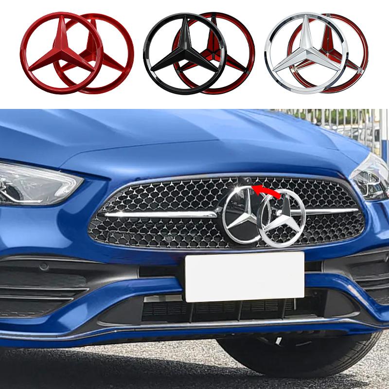 1Pcs 210mm 188mm Car Front Grill Badges Lid Covers Logo Cover For Mercedes Benz AMG class GLK W206 W220 A180 W211 W205 W203 GLC