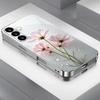 Water droplet flower electroplated glass phone case suitable for Samsung Galaxy S26 S25 S24 S23 S22 S20 FE/Ultra/Plus anti drop