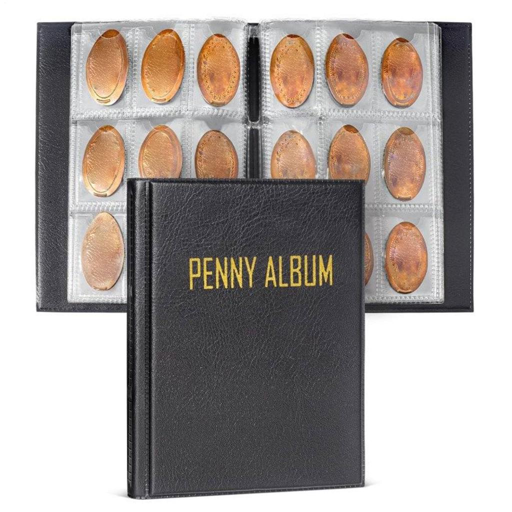 Penny Album Pressed Penny Book Hold 108 Coin Holder Storage Organizer for Currency Bill Display Souvenir Travel Kids Stamp Home