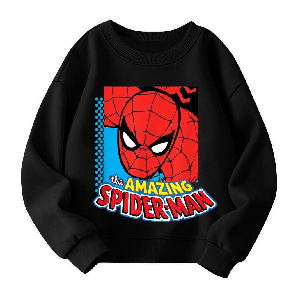 Boys and girls round neck plus velvet pullover printed top sweatshirt