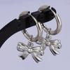 1 Paar Silberfarbene Liebesherz Schleifenknoten Charms Ohrringe Edelstahl Creolen Ohrringe Für Damen Herren Accessoires Sonnenblumen Schmuck