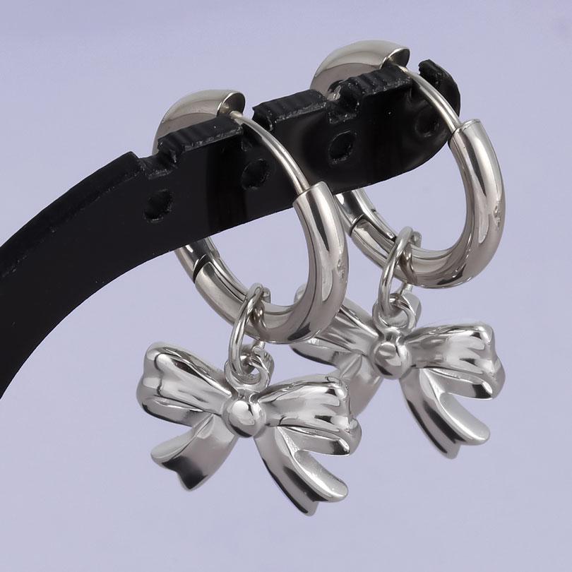 1 Paar Silberfarbene Liebesherz Schleifenknoten Charms Ohrringe Edelstahl Creolen Ohrringe Für Damen Herren Accessoires Sonnenblumen Schmuck