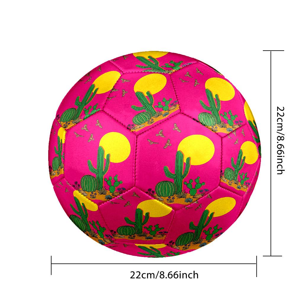 1pc Desert Sunset Cactus Theme Soccer Ball Football, Size 5, Lightweight PVC, Outdoor Training Soccer Ball,Gift j6147