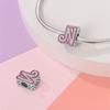 Pink Girl Series Copper Alphabet Charms Beads Cute Letter Fit Original Bracelet Bangle Necklace Diy Jewelry