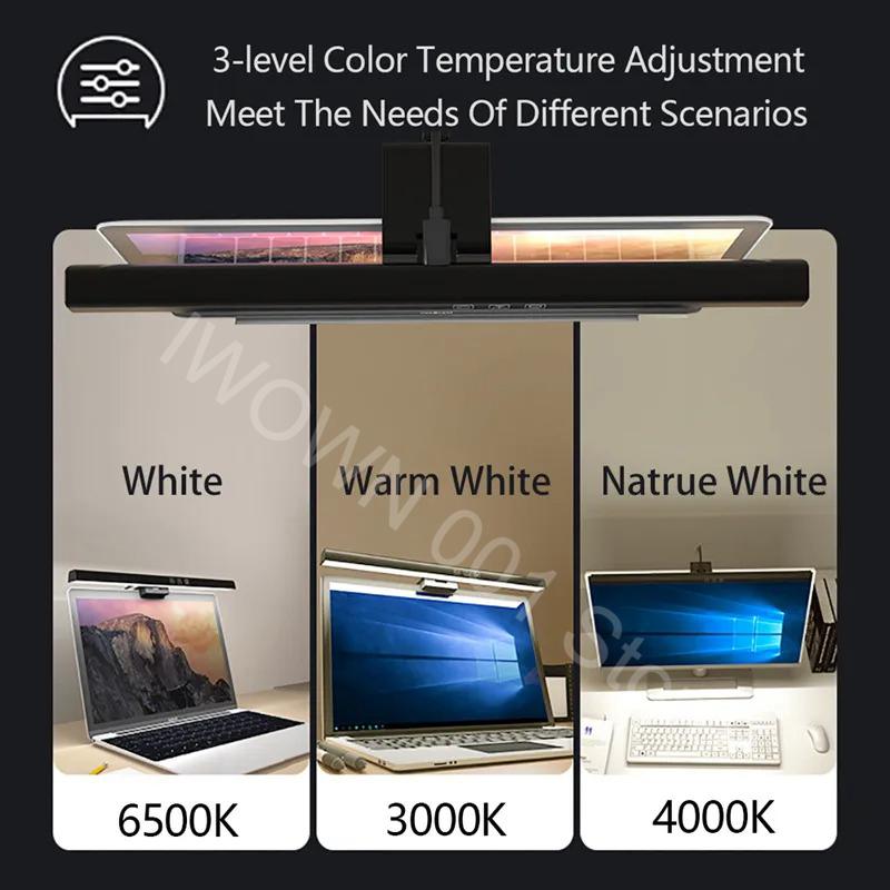 33cm LED Desk Lamp LED Computer PC Monitor Screen Light Bar Stepless Dimming Reading USB Powered Hanging Table Lamp