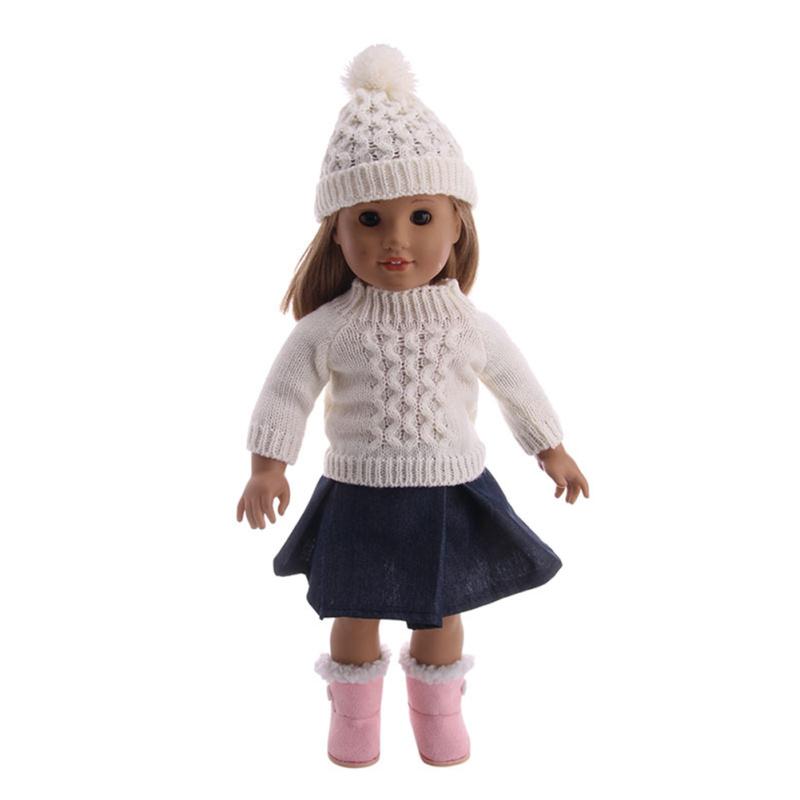 3pcs//set 18/" Girl Doll Clothes Accessory Hat,Sweater,Skirt for 18inch Dolls