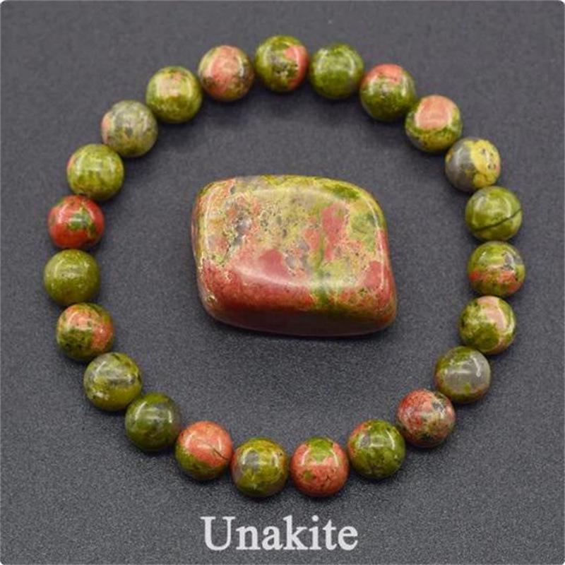 8mm Rose Natural Stone & Tiger Eye Crystal Elastic Unisex Bracelet