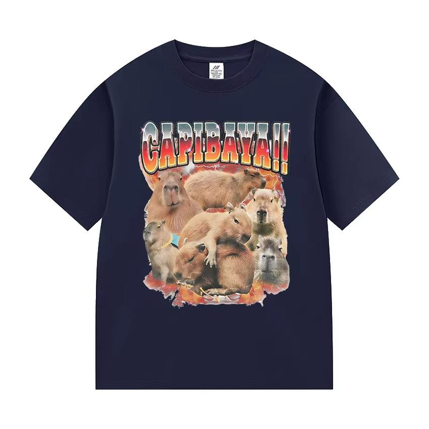 Funny Capybara Meme Graphic TShirts Unisex Women Fashion High Quality Cotton T Shirts Retro Oversized Short Sleeve Tees Streetwear