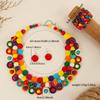 African Jewelry Set Bohemian Multi-layer Colorful Wooden Beads Beaded Necklace Earrings Bracelet For Women Party Accessories