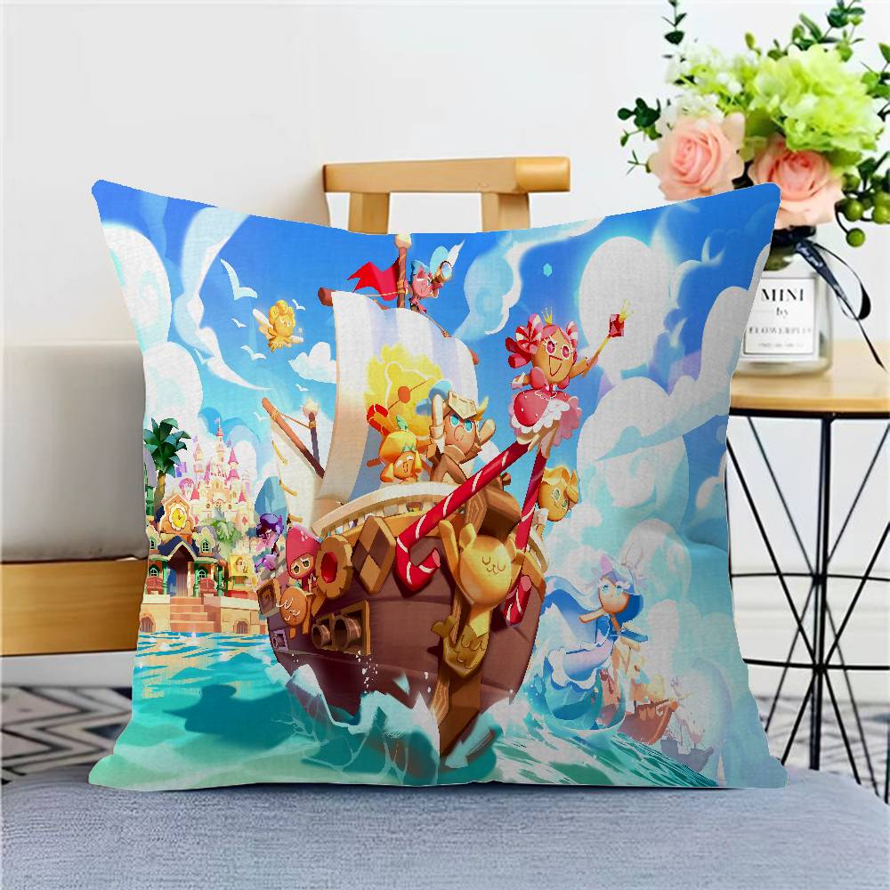 Cute C-Cookie Run Kingdom-S Anime Pillow Cushion Cover Pillowcase Living Room Sofa Home Decor Customized