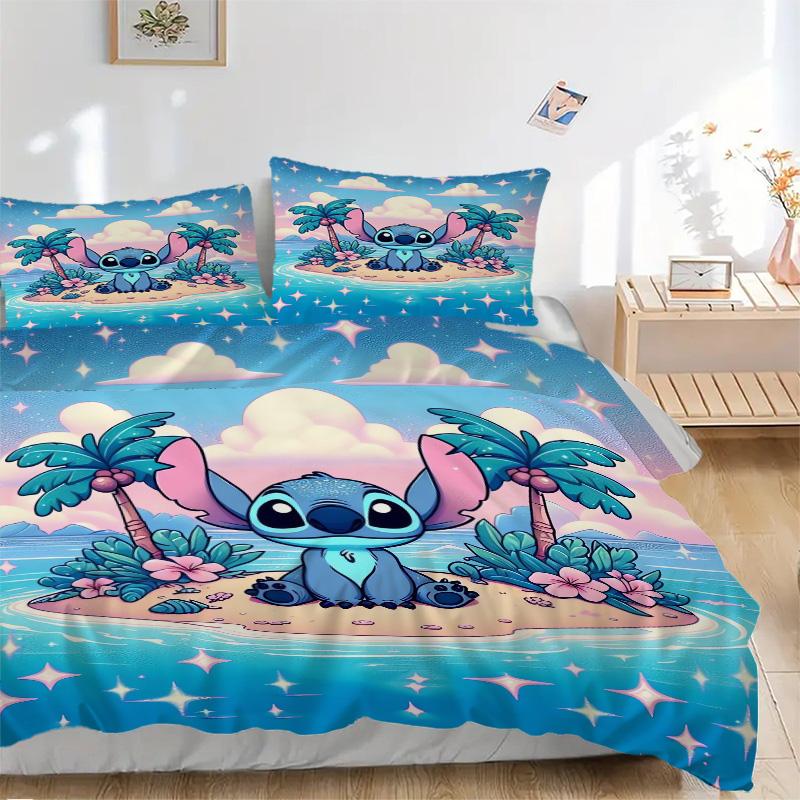 Stitch Island Adventure Print 3Pcs Bedding Setduvet Cover With 2 Bedropillowcase Home Birthday Gift