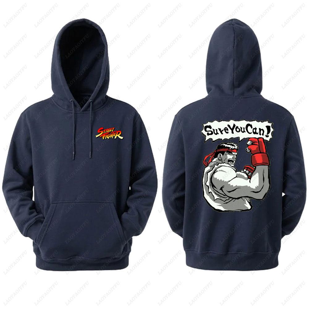 Street Fighter Men's Hoodie Anime Game Print Casual Long-sleeved Sweatshirt Double-sided Streetwear for Autumn ropa de hombre
