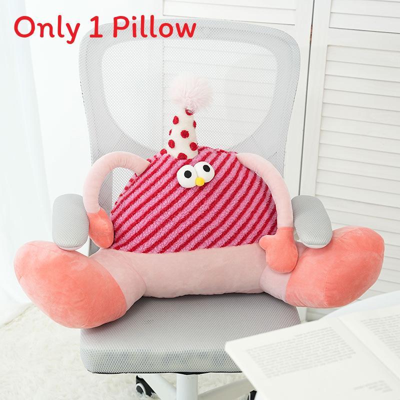 Cozy Monster Cartoon Plush Lumbar Pillow With Breathable Outer Cover For Girls Bedroom Lounge