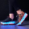 28-37 kinder Vier-rad Demontage In Flache Sport Schuhe Mesh LED Beleuchtete Sport Schuhe Licht Schuhe