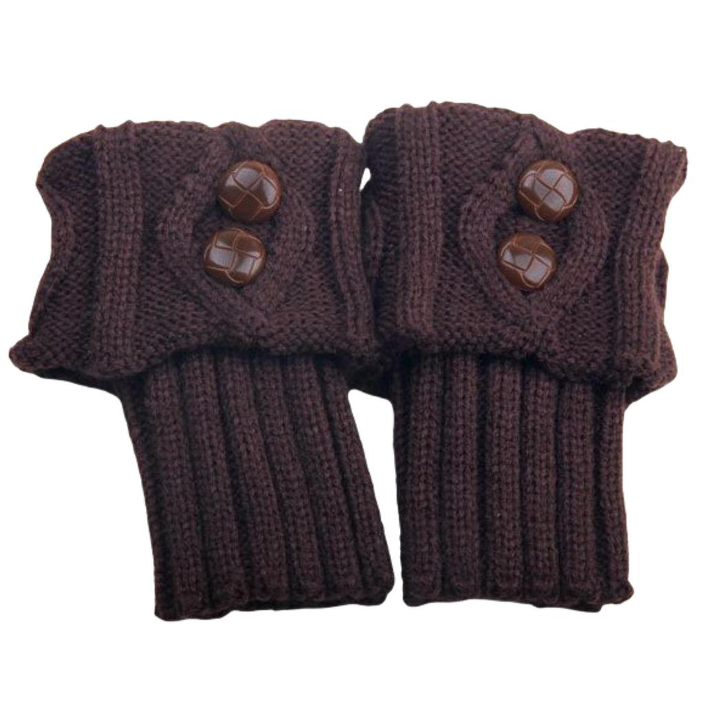 Women's Knitted Woolen Leg Warmers - Short, Diamond Pattern, Turn-Down, 2-Button, Fashionable Boot Covers for Autumn/Winter