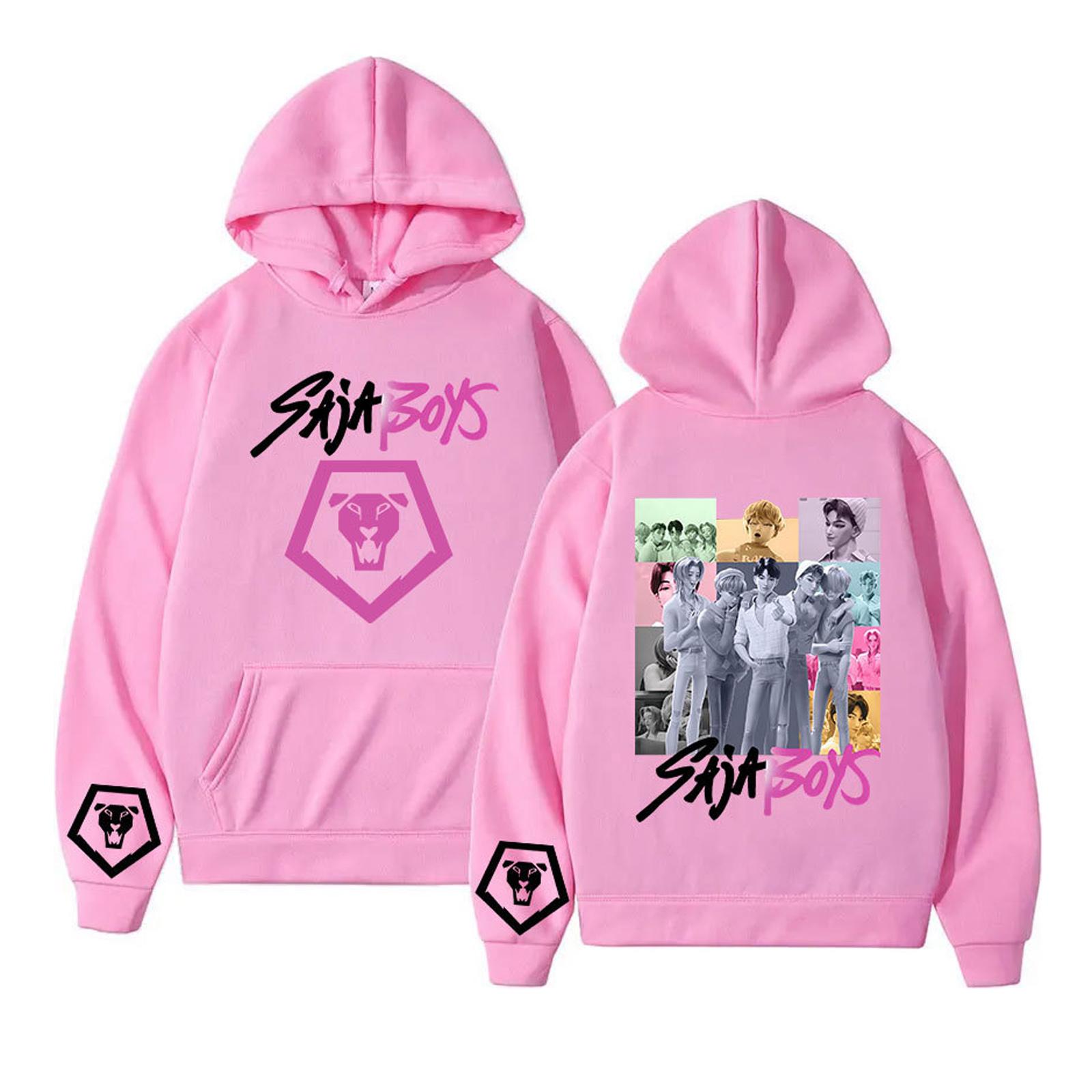 

Женская толстовка-пуловер с круглым вырезом и принтом, с капюшоном и завязками M розовый