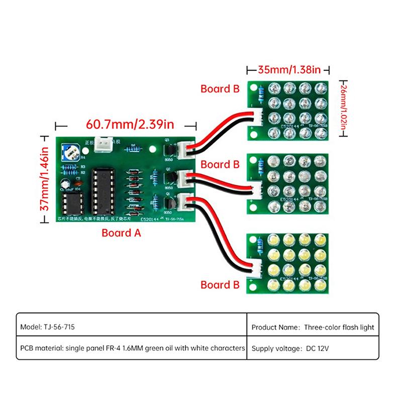 Cd4017+Ne555 Rot Weiß Blau LED Wasserlicht Produktion DIY Kit Löten Lernen Elektronisches Modul Ersatzteile Tj-56-715 DC 12V