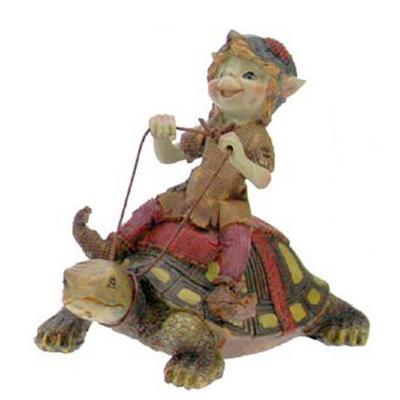 [R7068] – Harzfigur „Pixie und Schildkröte“ – 13 cm