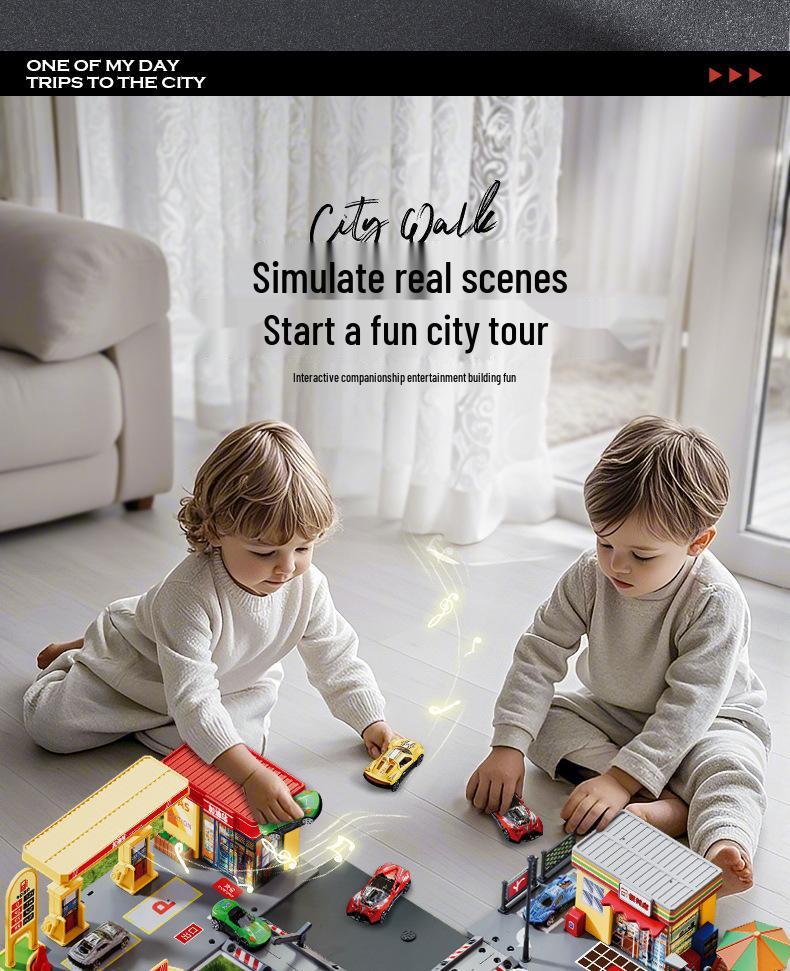 Kids' Pretend Play Gas Station & Convenience Store Toy Set, Ages 3-6, Children's Day Gift