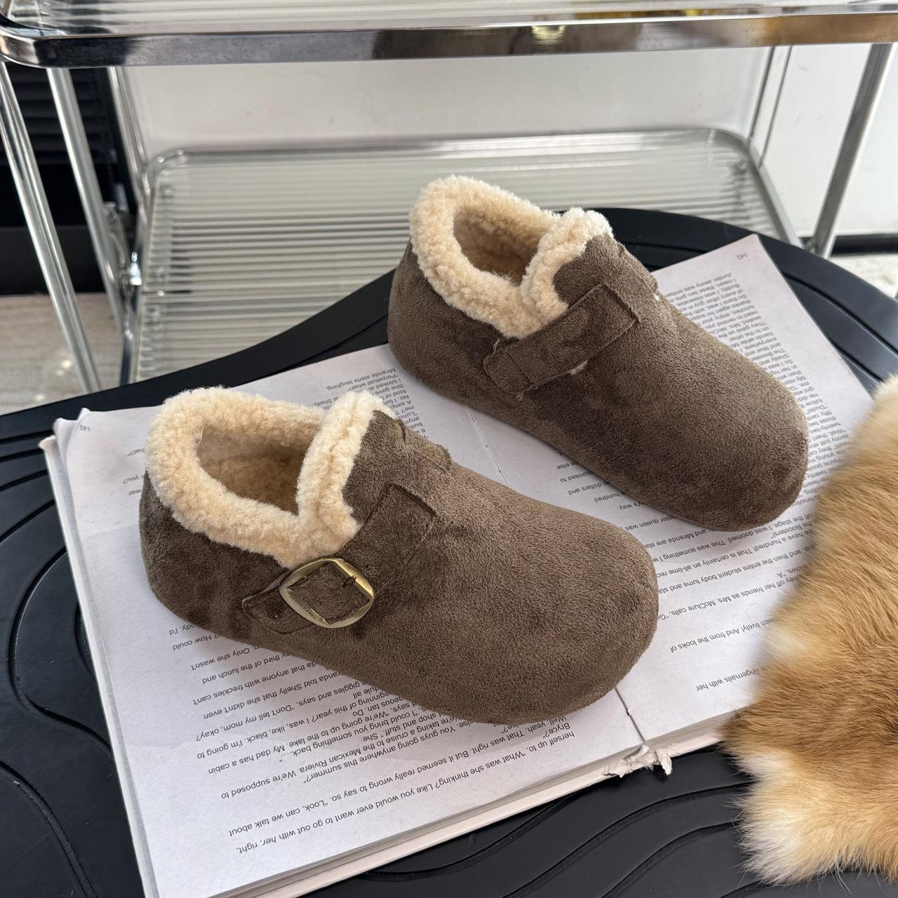 

Версия из коровьей кожи на толстой подошве, бархатные всеобъемлющие женские новые зимние шерстяные ботинки, сноубутсы, теплые хлопковые ботинки Boken 40 хаки