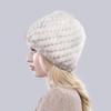 Winter women outdoor keep warm real mink fur hats Natural knitted mink fur cap Lady Good elasticity 100% genuine mink fur hat