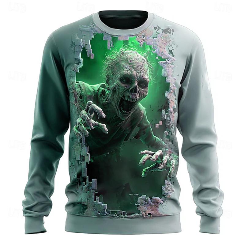 Men's Long-sleeved T-shirt 3d Skull Print Graphic T-shirt Men's Fashionable Hip-hop Top T-shirt Women's Clothing